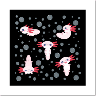 Cute Leucistic Axolotls Posters and Art